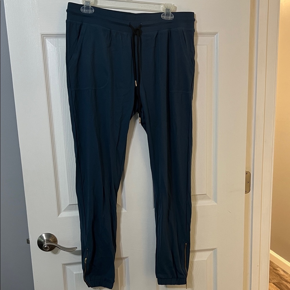 Zyia teal zipper peak joggers - L